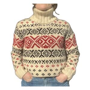 90s Sweater 70% Lambswool & Angora Rabbit Blend, Chunky, Nordic, Women's Small